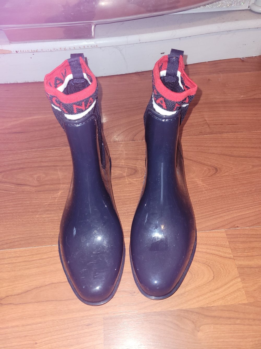 Nautica Black Rain Boots with Red Trim